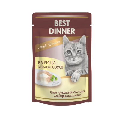 Best Dinner - Консервы для кошек, Курица в белом соусе, 85 гр