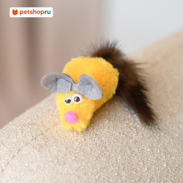 PetSHOP - Игрушка для кошек, Мышка с хвостом из натуральной норки
