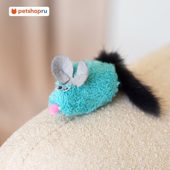 PetSHOP - Игрушка для кошек, Мышка с хвостом из натуральной норки