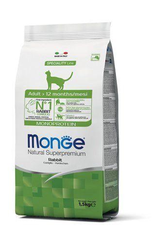 Monge Cat Monoprotein Adult Rabbit - Корм для взрослых кошек с кроликом 1,5 кг