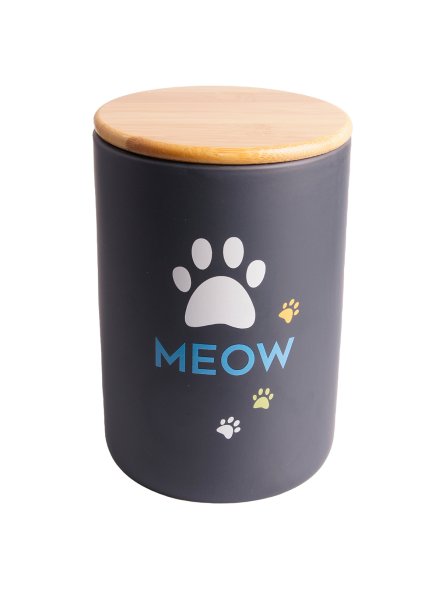 Mr. Kranch - Бокс керамический для хранения корма для кошек MEOW, 1900 мл, черный