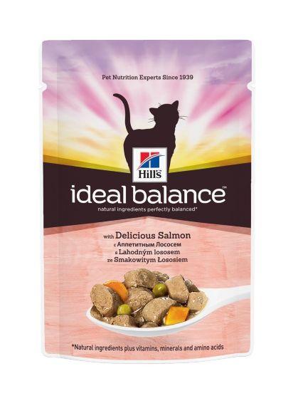Hills Ideal Balance - Паучи для взрослых кошек с лососем и овощами 85гр
