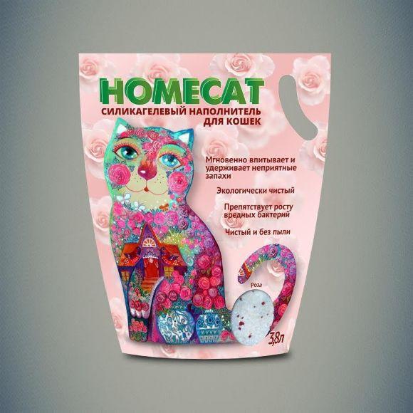 HomeCat - Силикагелевый наполнитель с ароматом розы 1,8 кг(3,8л)