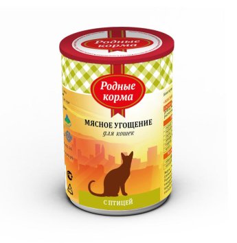 Родные Корма - Консервы для кошек с птицей 340гр
