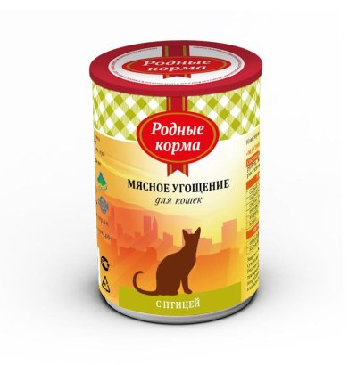 Родные Корма - Консервы для кошек с птицей 340гр