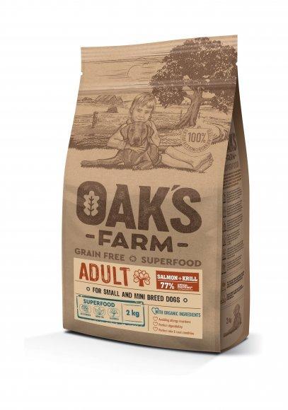 Oak's Farm - Сухой корм для собак маленьких пород, с лососем и крилем