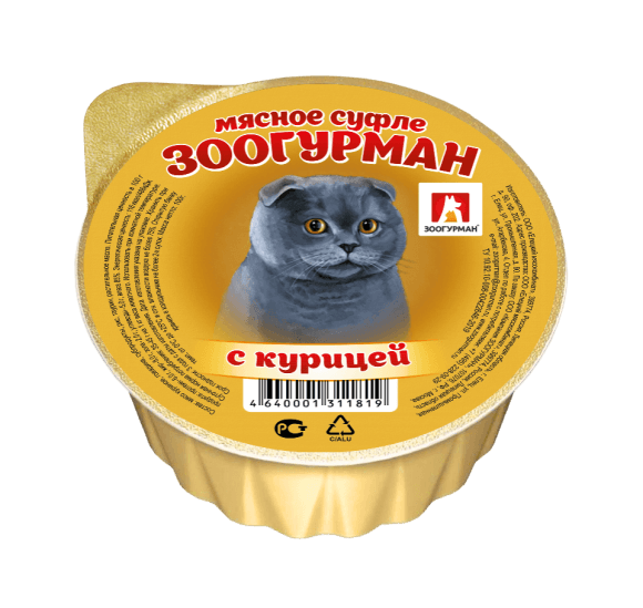 Зоогурман - Консервы для кошек, суфле с курицей 100гр