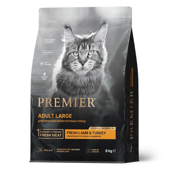 Premier - Сухой корм для кошек крупных пород, с ягненком и индейкой (Adult Large)