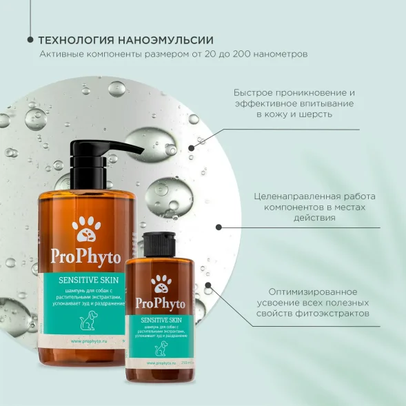 ProPhyto SENSITIVE - Жидкий шампунь для собак с растительными экстрактами против зуда и раздражения