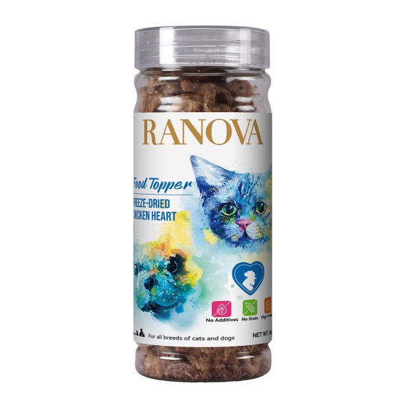 Ranova - Лакомство для собак, порошок из сублимированных куриных сердечек, 40гр