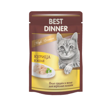 Best Dinner - Консервы для кошек, Курица в желе, 85 гр