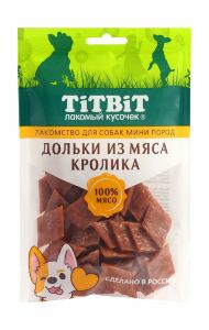TiTBiT - Лакомство для собак мини пород, Дольки из мяса Кролика, 100 гр