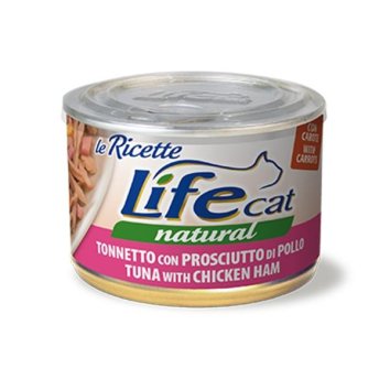 LifeCat - Консервы для кошек с тунцом и ветчиной в бульоне 150гр