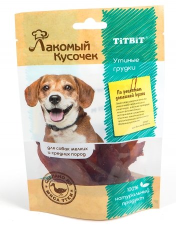 TitBit - Лакомый кусочек - Лакомство для собак утиные грудки 60гр