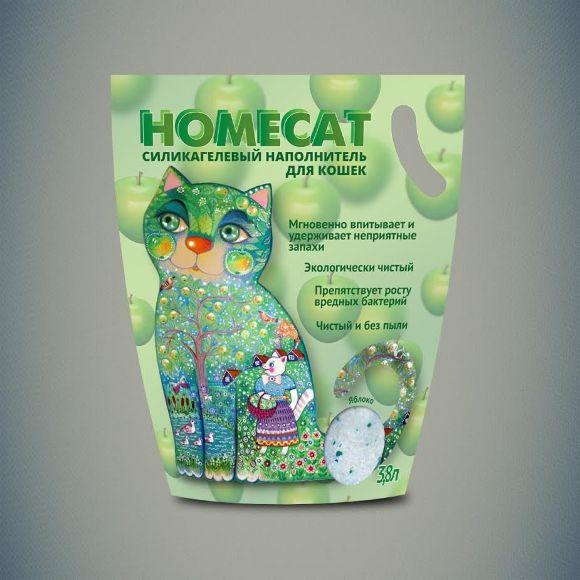HomeCat - Силикагелевый наполнитель с ароматом яблока 1,8 кг(3,8л)