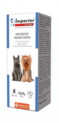 Inspector - Капли ушные для собак и кошек при отите наружного и среднего уха паразитарной и бактериальной этиологии