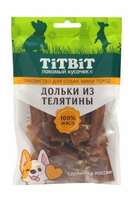 TiTBiT - Лакомство для собак мини пород, Дольки из Телятины, 70 гр