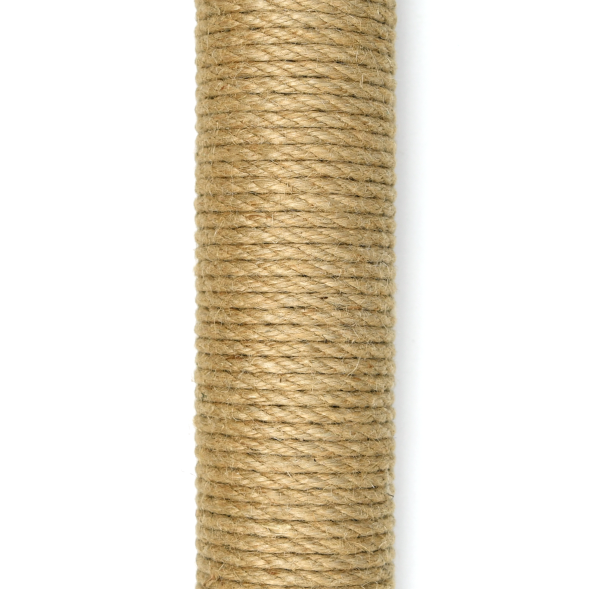 PetSHOP - Когтеточка с полкой, бежевая с помпоном, 30x30x42 см джут, мех