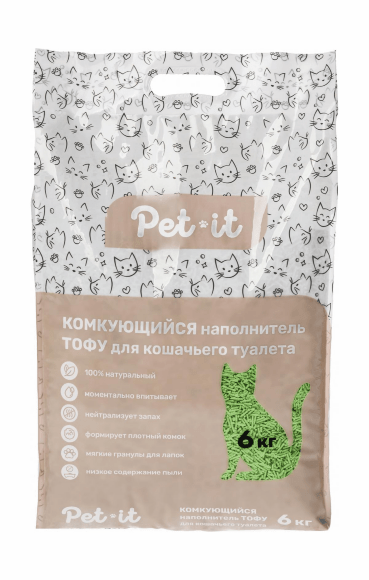41814.580 Pet-it - Komkyushiisya napolnitel dlya koshek Tofy, Zelenii chai kypit v zoomagazine «PetXP» Pet-it - Комкующийся наполнитель для кошек Тофу, Зеленый чай