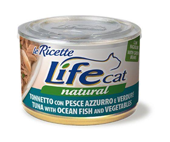 LifeCat - Консервы для кошек тунец с океанической рыбой и овощами в бульоне 150гр