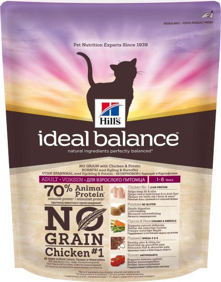Hill's Ideal Balance - Беззерновой корм для взрослых кошек с тунцом и картофелем 1,5кг