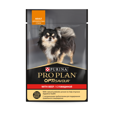 Pro Plan OptiSavour - Паучи для взрослых собак, с говядиной Pro Plan OptiSavour - Паучи для взрослых собак, с говядиной