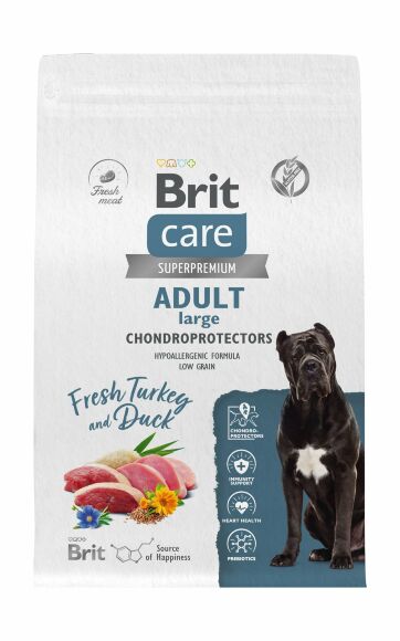 Brit Care Dog Adult Large Chondroprotectors - Сухой корм для собак крупных пород с индейкой и уткой