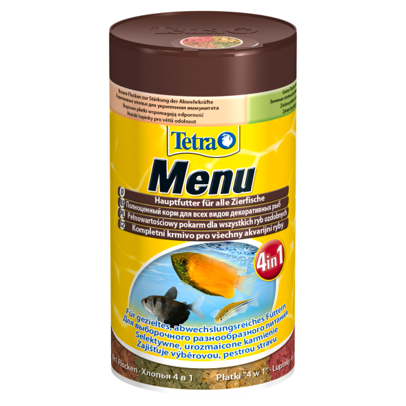 Tetra - Корм для всех видов рыб, 4 вида мелких хлопьев (Menu)