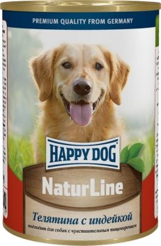 Happy Dog - Консервы для собак,  Телятина с индейкой, 970гр