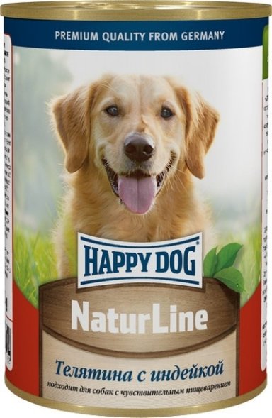 Happy Dog - Консервы для собак, Телятина с индейкой, 970гр