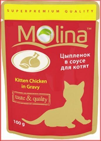 Molina - Паучи для Котят цыпленок в соусе 100гр