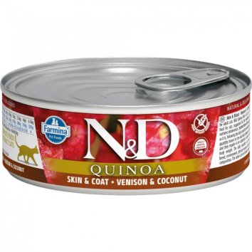 Farmina N&D Quinoa - Влажный беззерновой корм для взрослых кошек с киноа, олениной и кокосом, 80 г
