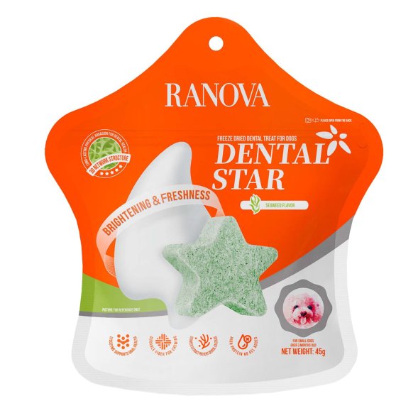Ranova - Лакомство для собак сублимированное, звёздочка для зубов, с курицей и морскими водорослями 45гр