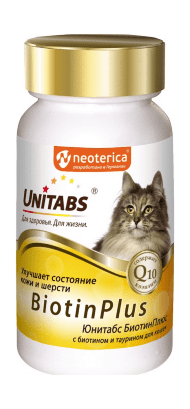 Neoterica - Витамины для кошек Unitabs BiotinPlus для улучшения кожи и шерсти, 120 табл