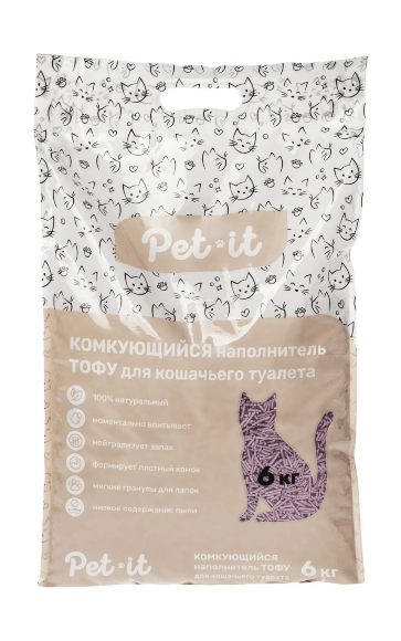 Pet-it - Комкующийся наполнитель для кошек Тофу, Лаванда