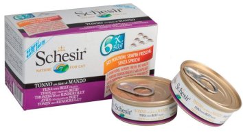 Schesir - Консервы для кошек с тунцом и говядиной 50 гр*6 шт