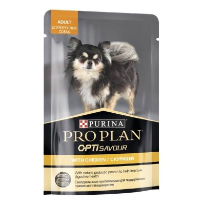 Pro Plan OptiSavour - Паучи для взрослых собак, с курицей 85 гр Pro Plan OptiSavour - Паучи для взрослых собак, с курицей 85 гр