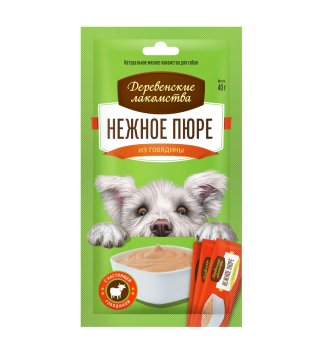 Деревенские Лакомства - Лакомства для собак, нежное пюре из говядины 