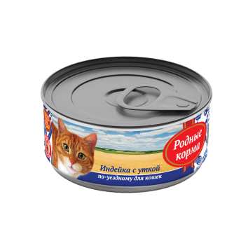 Родные Корма - Консервы для кошек индейка с уткой по-уездному