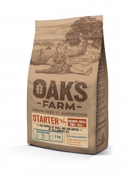 Oak's Farm Starter - Сухой корм для щенков мелких пород до 4 месяцев, лосось