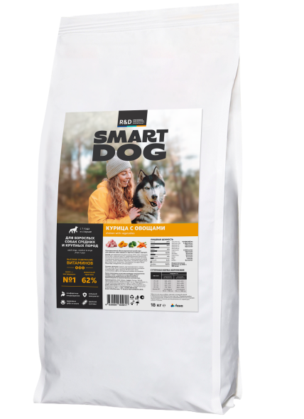 Smart Dog - Сухой корм для собак средних и крупных пород, с Курицей