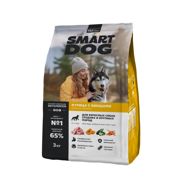 Smart Dog - Сухой корм для собак средних и крупных пород, с Курицей