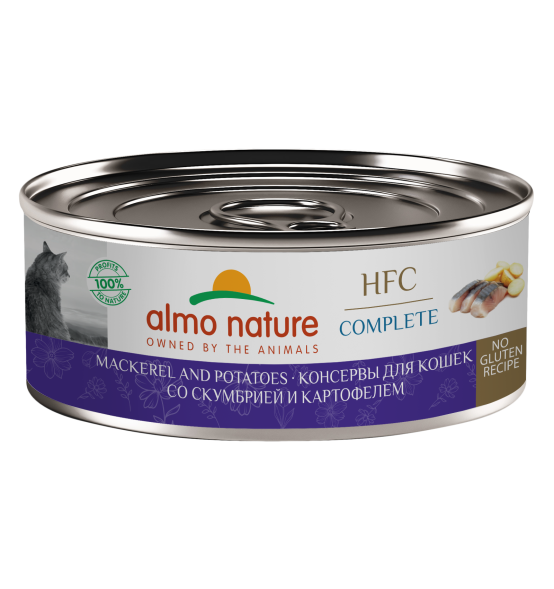 Almo Nature HFC - Корм консервированный полнорационный для кошек со скумбрией и картофелем 100гр