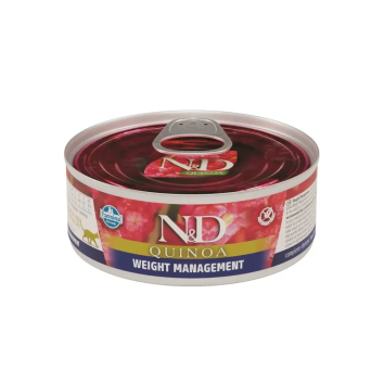 Farmina N&D Quinoa Weight - Влажный беззерновой корм для взрослых кошек для контроля веса с киноа и ягненком, 80 г
