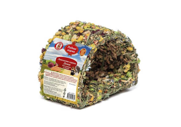Родные Корма - Лакомство - игрушка домик для хомяков и мышей, 8х11х7см, 290г