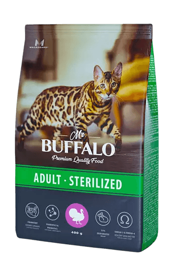 Mr.Buffalo Sterilised - Сухой корм для стерилизованных кошек, с Индейкой