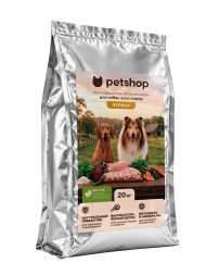 PetSHOP - Полнорационный сухой корм для взрослых собак всех пород, с мясом курицы, 20 кг