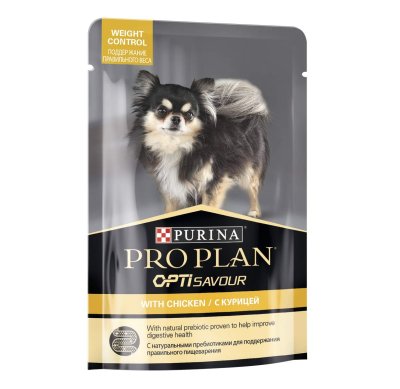 Pro Plan OptiSavour - Паучи для взрослых собак, с курицей, контроль веса 85 гр