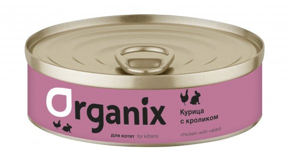 Organix - Консервы для котят, с курочкой с кроликом 100гр