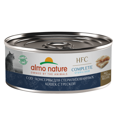 Almo Nature HFC Sterilised - Корм консервированный полнорационный для стерилизованных кошек с треской 100 гр